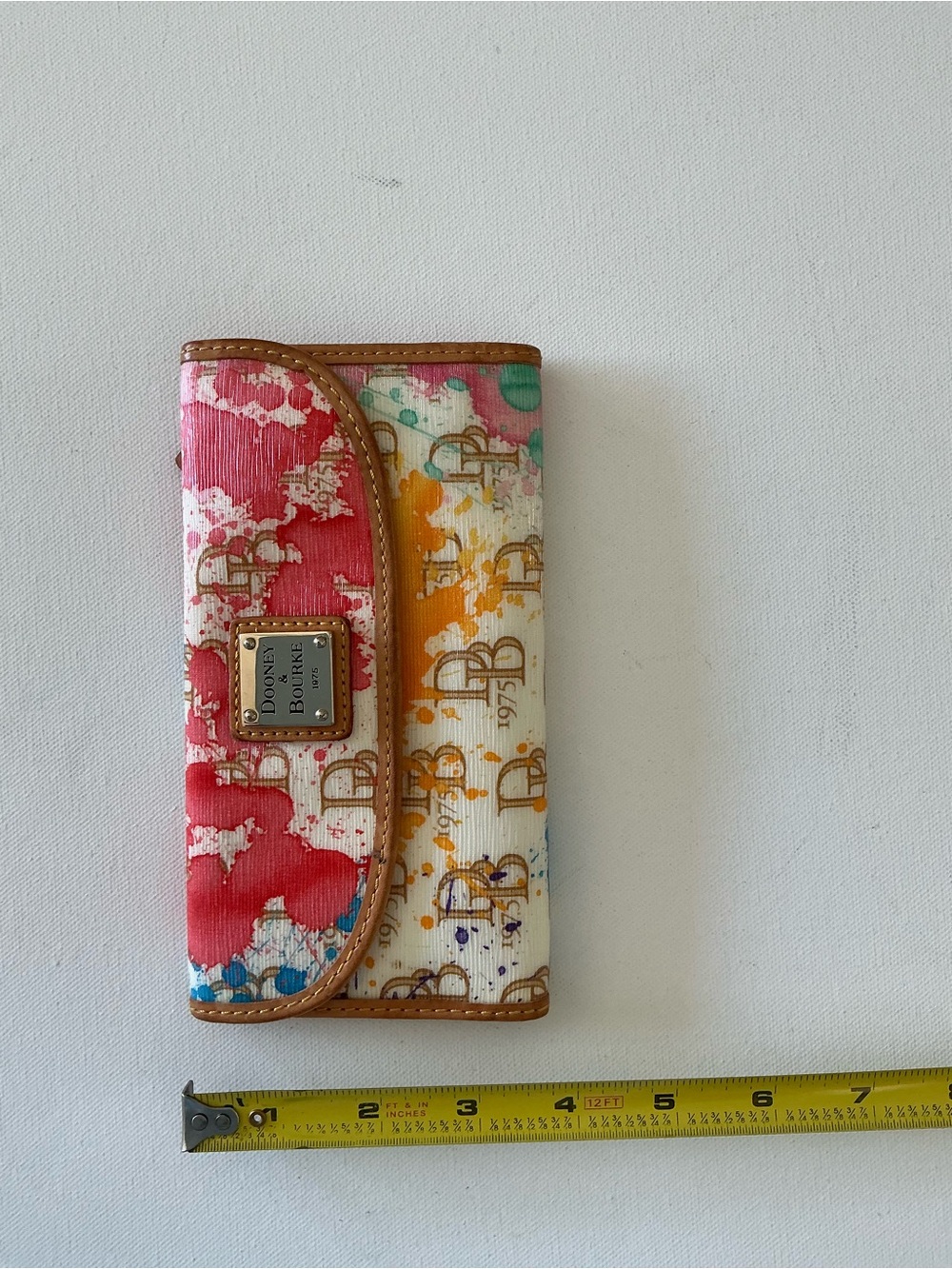 Dooney & Bourke Watercolor Graffiti Continental Wallet Multicolor DB Monogram - Picture 10 of 12